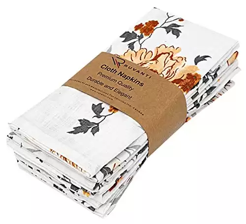 Ruvanti Cloth Napkins 6 Pack 18x18 Inch Dinner Napkins, Soft & Absorbent 100% Cotton Napkins Cloth Washable & Reusable. Linen Napkin for Christmas, Thanksgiving Dinner, Weddings Parties - Grey...